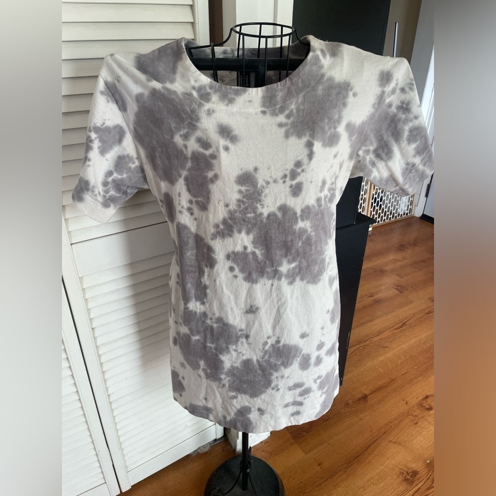 Gray Tie-Dye Backless Women's T-Shirt Dress